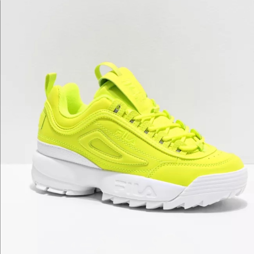 Fila Disruptor Shoes Neon Yellow